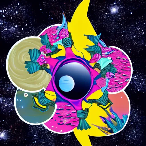 Image similar to outerspace, flowers, fun, comic relief, diversion