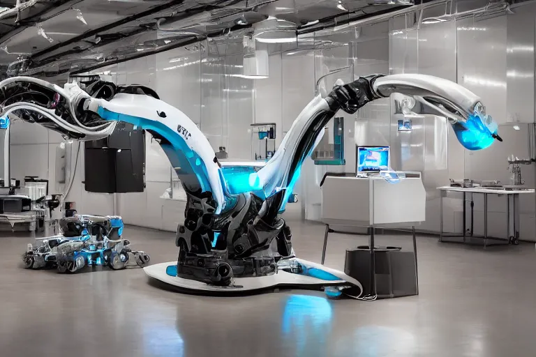 Image similar to a high detailed picture of an mobile industrial robot, photo realistic, 8k, published in a scientific journal
