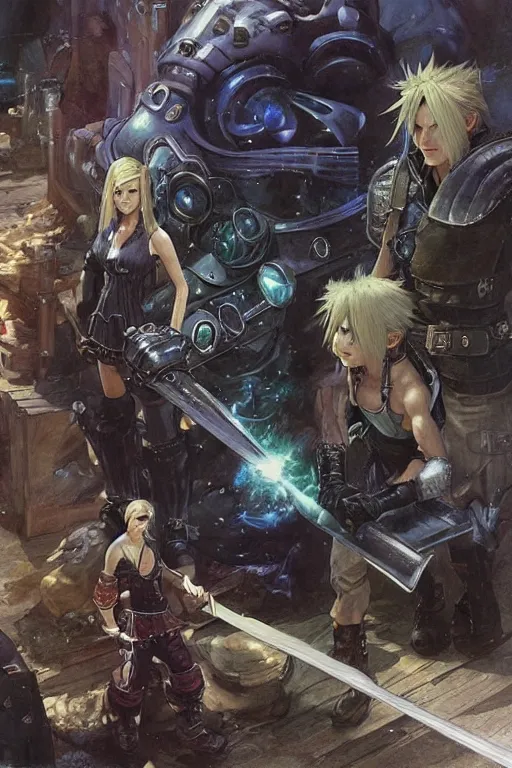 Image similar to Final Fantasy 7 concept art by James Gurney, artststion.