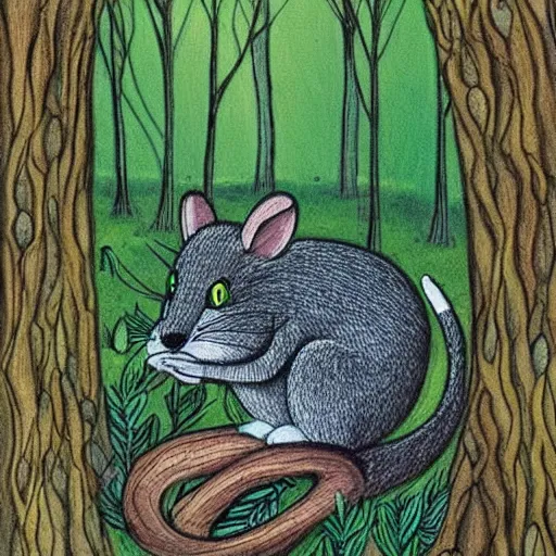 Prompt: maus in forest, by rivuletpaper, rivuletpaper art, Pinterest rivuletpaper, very detailed, Fairytale art, Art, Illustration art