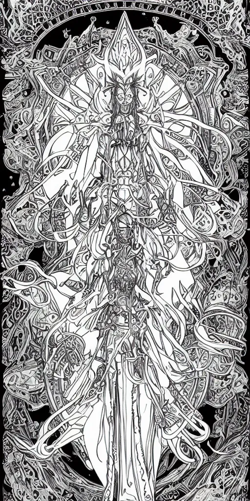 Prompt: a white mage from final fantasy 14, intricate, amazing line work, cosmic, psychedelic, cheerful, colorful