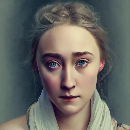 Prompt: portrait of Saoirse Ronan highly detailed, digital painting, artstation, smooth, sharp focus, illustration, art by artgerm and greg rutkowski and alphonse mucha