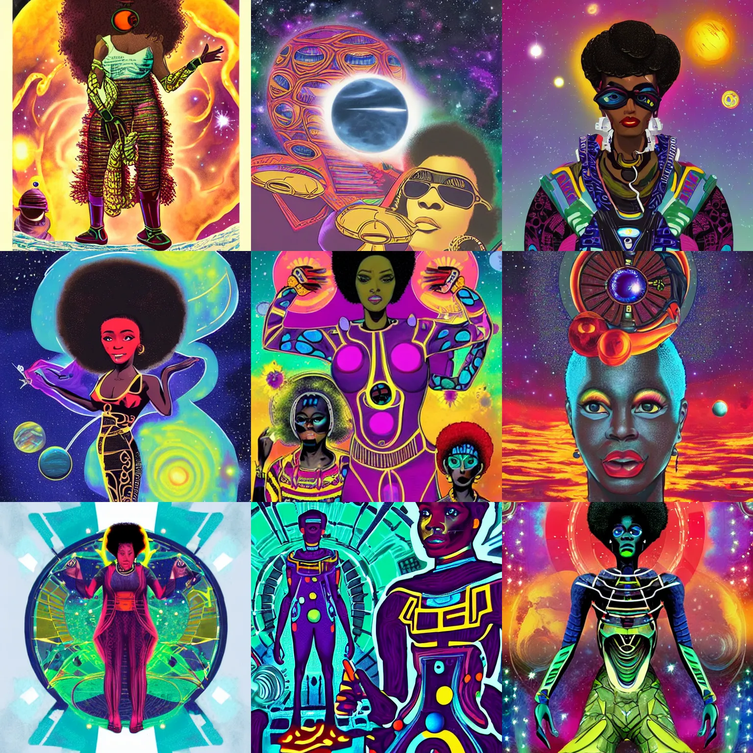 Prompt: afrofuturism in deep space