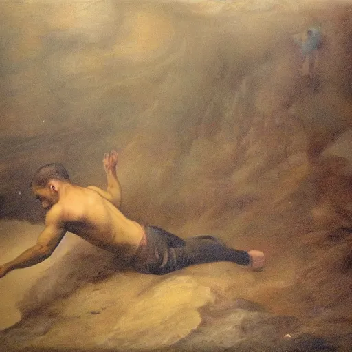 Image similar to a man slipping into a trance