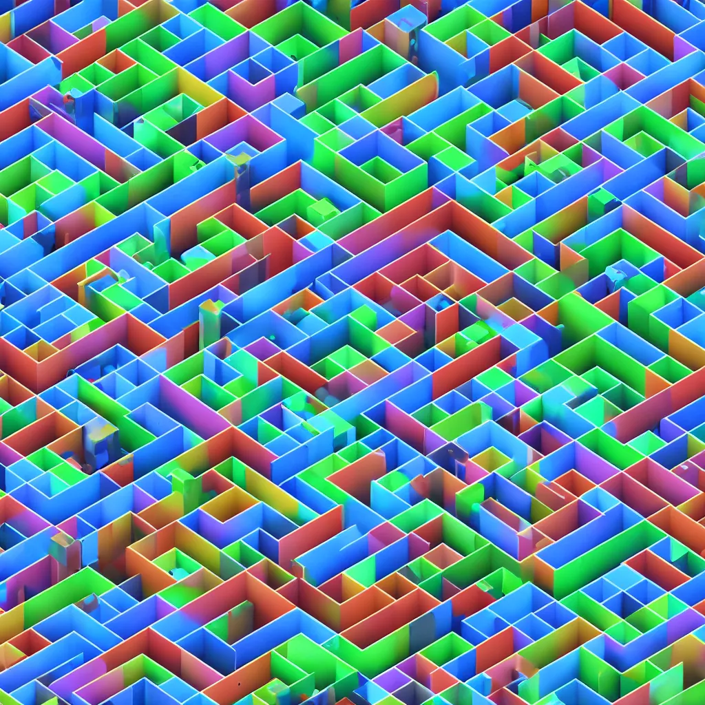 Image similar to wimmelbilder maze made of tetris blocks, unreal engine, octane render, isometric, very sharp