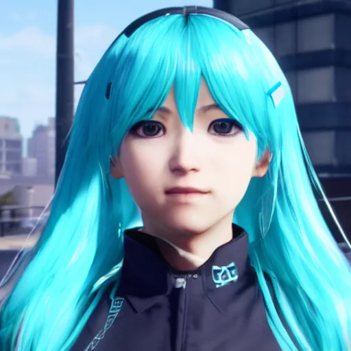 Image similar to Hatsune Miku in Detroit Become Human, 4k screenshot