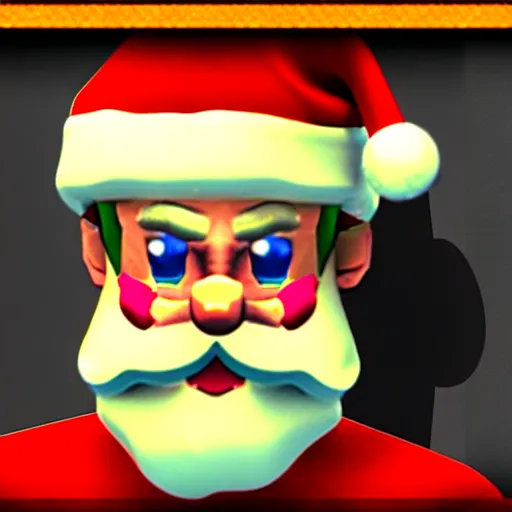 Image similar to santa claus first person shooter, nintendo 6 4 screenshot, low poly, aliased