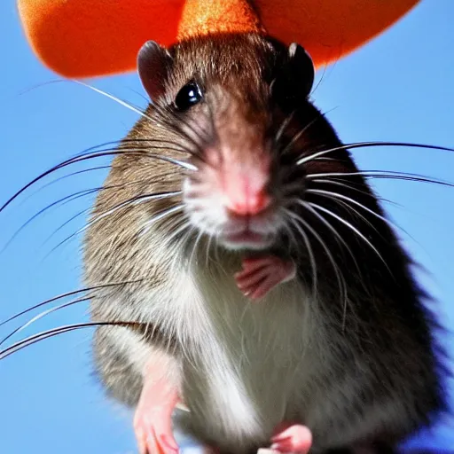 Prompt: nature photo of rat wearing hat, 4 k
