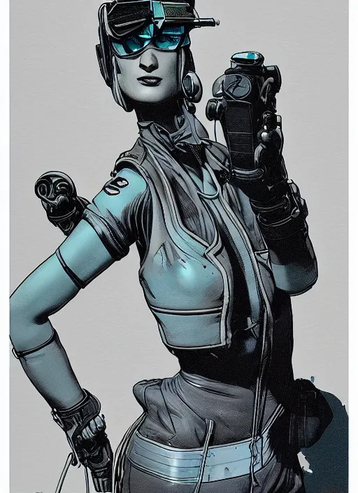 Image similar to cyberpunk traffic cop. portrait by mœbius and will eisner and gil elvgren and pixar. realistic proportions. cyberpunk 2 0 7 7, apex, blade runner 2 0 4 9 concept art. cel shading. attractive face. thick lines.