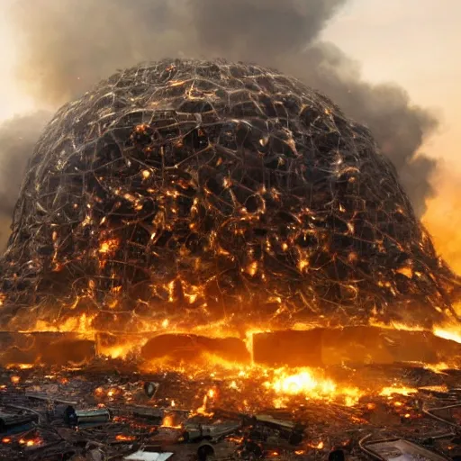 Image similar to realistic, diverse groups of humans destroying the supercomputers, smashed, fire, smoke, from behind, wide angle, elaborate, highly detailed, beautiful lighting