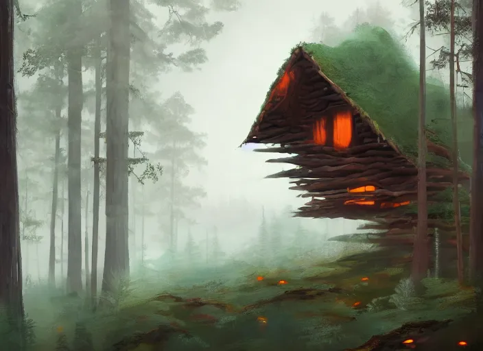 Prompt: a house made of woods is blowing up in the air in a mystical forest full of wonders, pine trees, magical atmosphere, trending on artstation, 30mm, by Noah Bradley trending on ArtStation, deviantart, high detail, stylized portrait H 704