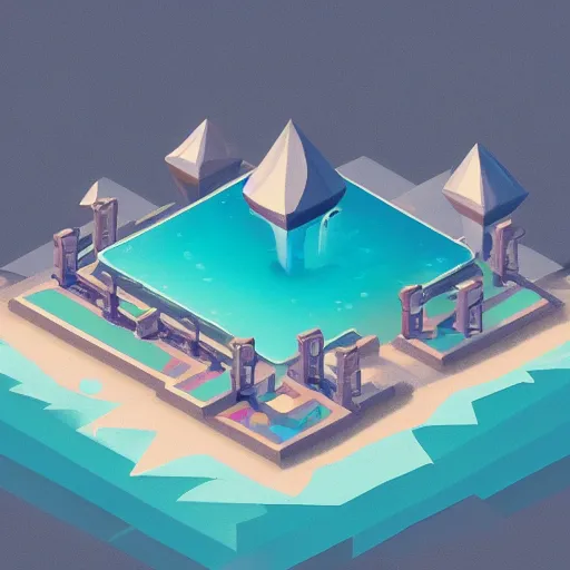Prompt: isometric island on gray background, isometric invironment, 3d art, isometric art, high detail, artstation, concept art, behance, ray tracing, smooth, sharp focus, ethereal lighting