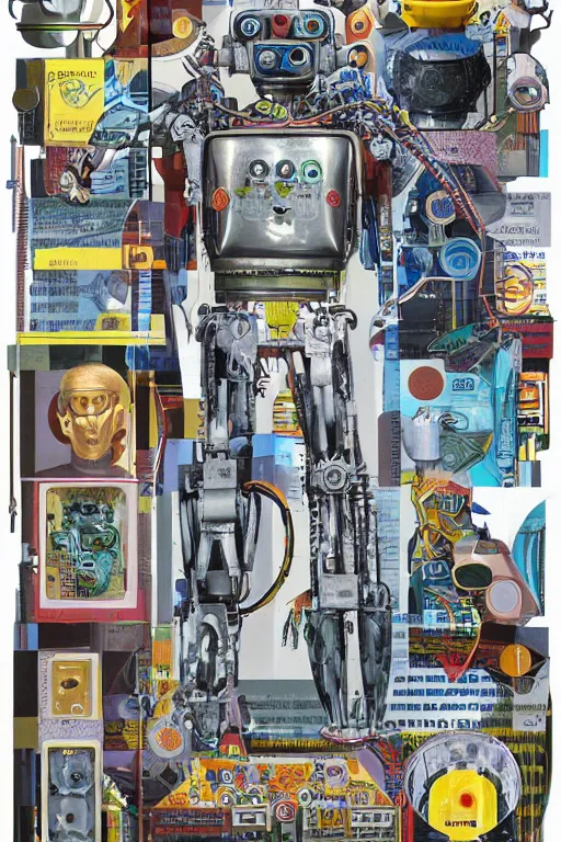 Image similar to a diagram of a robot body with various parts, cyberpunk art by eduardo paolozzi, behance contest winner, computer art, greeble, steampunk, poster art, james turrell, robert rauschenberg, andy warhol, pop art, czechoslovakia, surrealism, milton glaser, graphic design