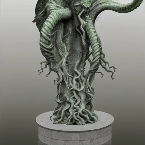 Prompt: cthulhu creature as a marble statue, very detailed, hyper realism