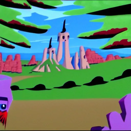 Image similar to a beautiful scene from the film of day of the tentacle by lucasarts