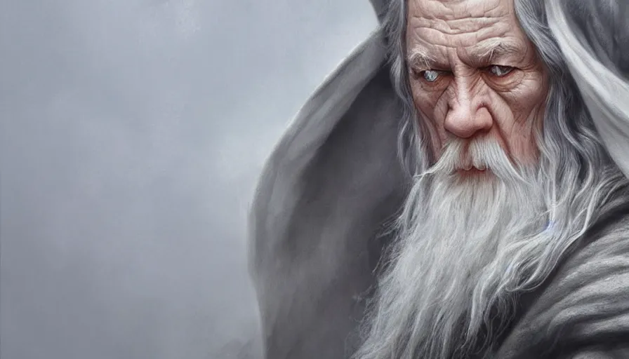 Prompt: Gandalf the white, beautiful realistic artwork on artstation