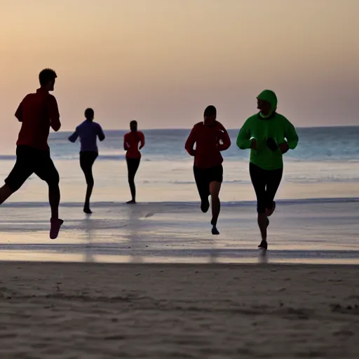 Image similar to people running on the beach in the morning