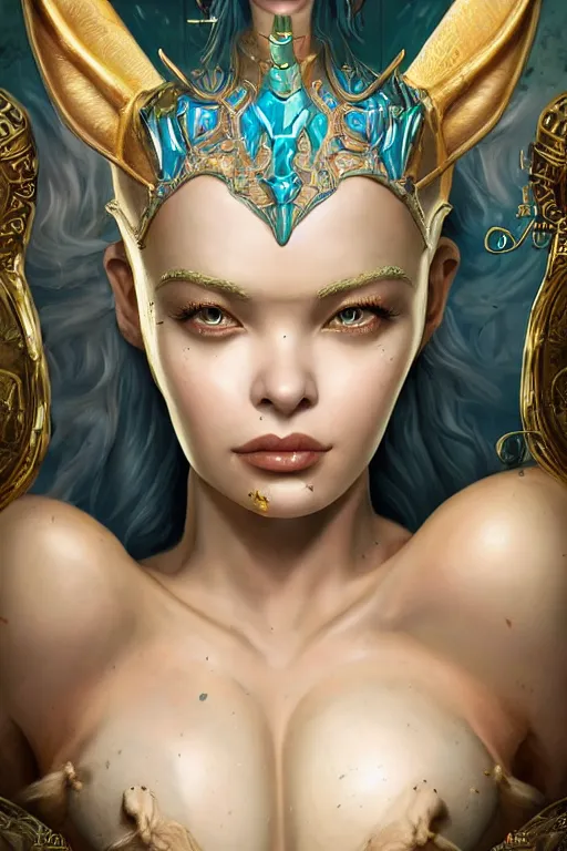 Image similar to old world masters portrait of a beautiful female hybrid atlantean anubis alien warrior elsa jean, regal, realistic, refined, detailed digital art, francois boucher, oil painting, michael cheval, esao andrews, steampunk, walt disney ( 1 9 3 7 ), highly detailed, cinematic lighting, unreal engine, 8 k, hd