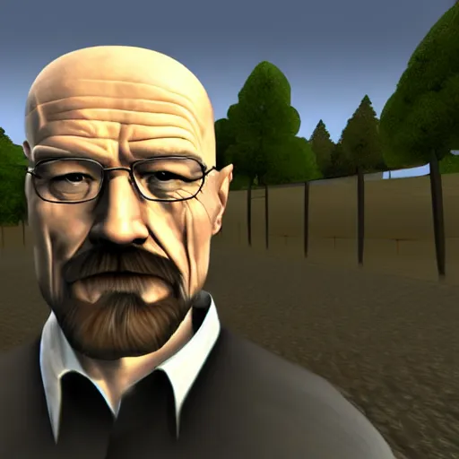 Image similar to Walter White in garry's mod game chasing from NEXTBOT, video, screenshot