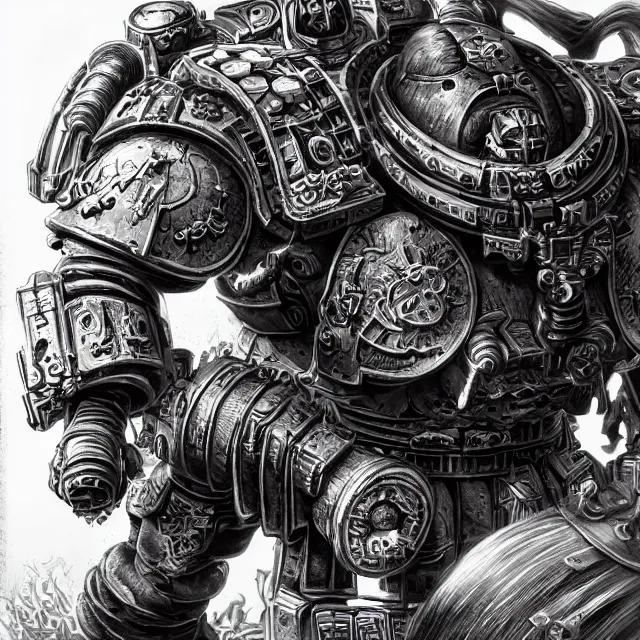 Image similar to a portrait of a space marine from warhammer 4 0 k, an ultrafine hyperdetailed illustration by kim jung gi, irakli nadar, intricate linework, bright colors, octopath traveler, final fantasy, unreal engine 5 highly rendered, global illumination, radiant light, detailed and intricate environment