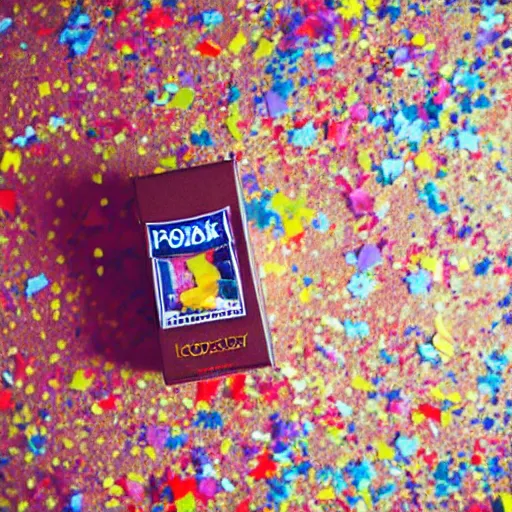 Image similar to kodak portra 4 0 0, flickr photograph destroy lonely emerging out from a gift box with confetti explosion