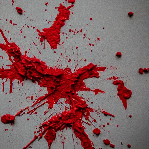 Image similar to a lego set splattered with blood, dark red blood splatter