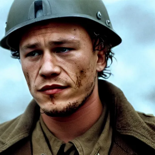 Image similar to Heath Ledger starring in saving private Ryan