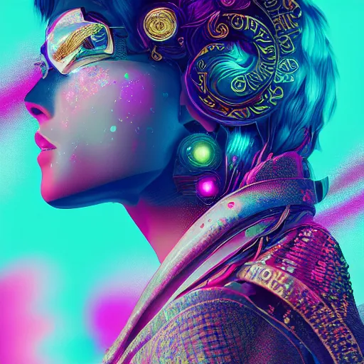 Image similar to a and w vaporwave, colorful, digital art, cosmic, 3 d high definition, trending on art station, photorealistic, high resolution, 8 k, octane, hyper detailed, insane details, intricate, elite, ornate, elegant trend, highly detailed and intricate, sharp focus, photography, unreal engine