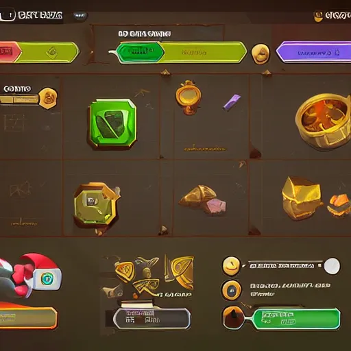 Image similar to UI game design. Hyper casual UI elements pack. Treasure adventure 2.5d