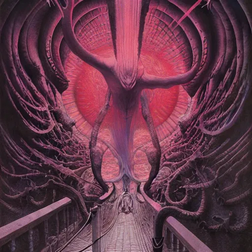 Image similar to descending into madness by wayne barlowe, julian - faylona, tanaka suguru, itsuko azuma, kinuko y. craft, mysterious, hyper detailed