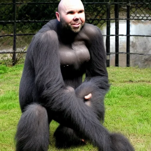 Prompt: Karl Pilkington wearing a gorilla suit