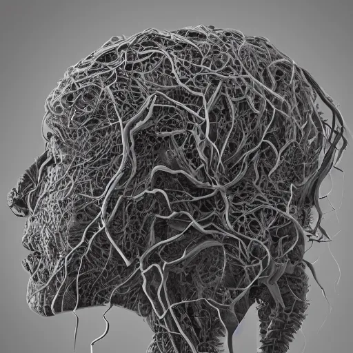 Prompt: face coming out of a face coming out of a face, fingers coming out of fingers, fingers out of toes, toe fingers, hair growin, hair scary, hyperdetailed intricate patters, octane render, 8 k