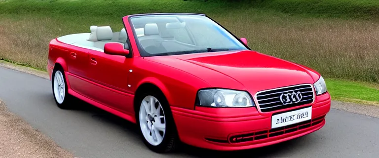 Image similar to Casablanca White Audi A4 B6 Avant Convertible (2002), red leather interior, created by Barclay Shaw