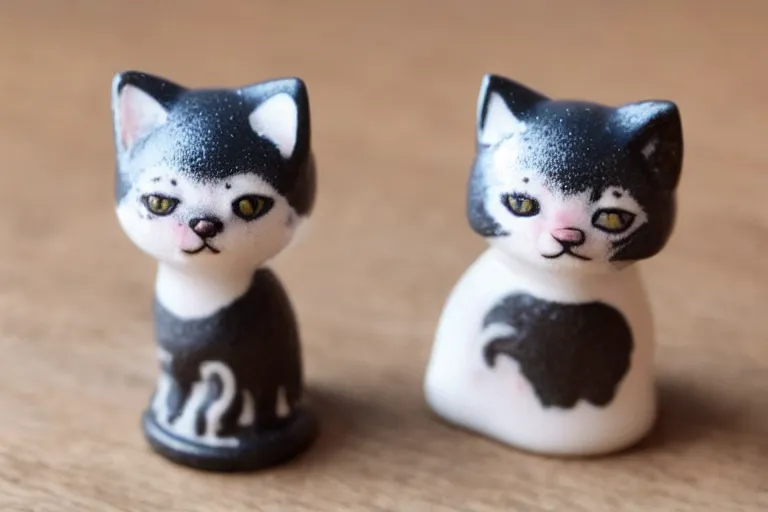 Prompt: kitten and kitten salt and pepper shakers