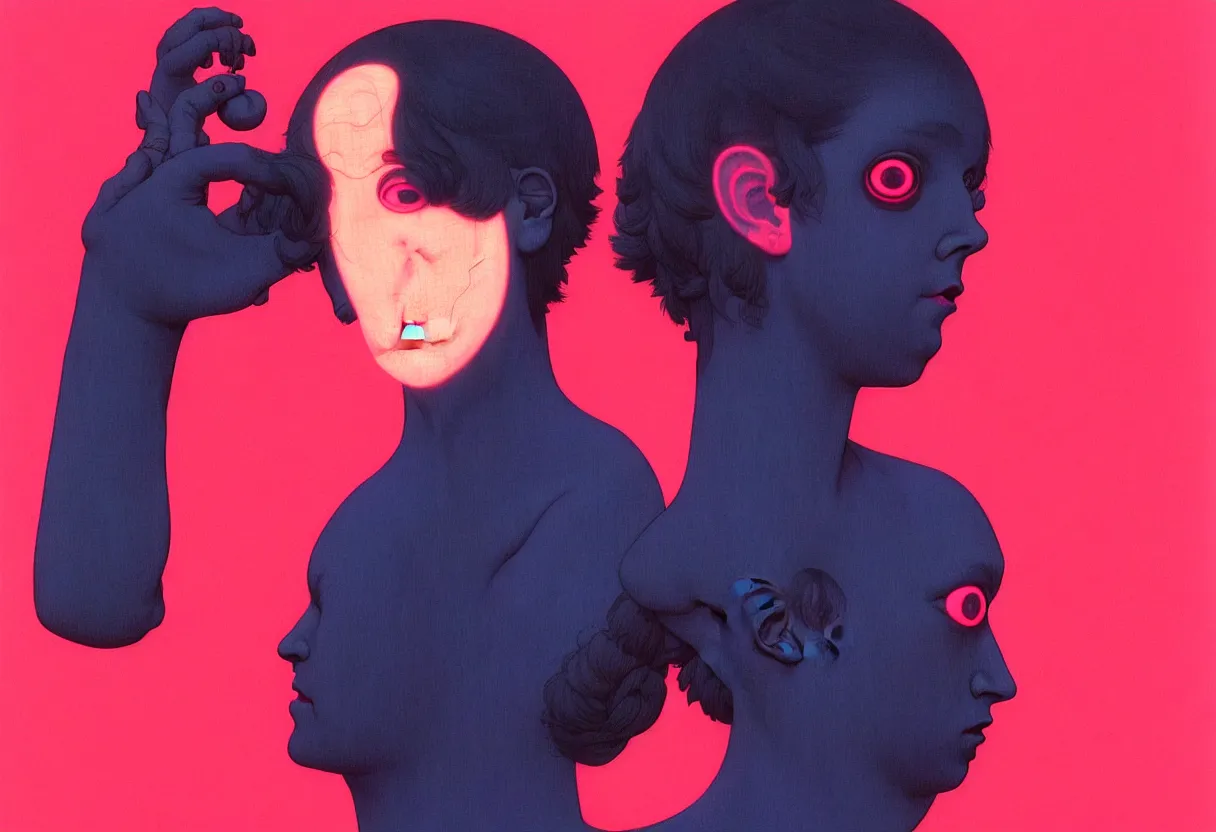 Image similar to todd solondz met a woman who couldn't handle the pain of the world, vivid colors, neon, art by ( ( ( kuvshinov ilya ) ) ) and wayne barlowe and francis bacon and artgerm and wlop and william - adolphe bouguereau