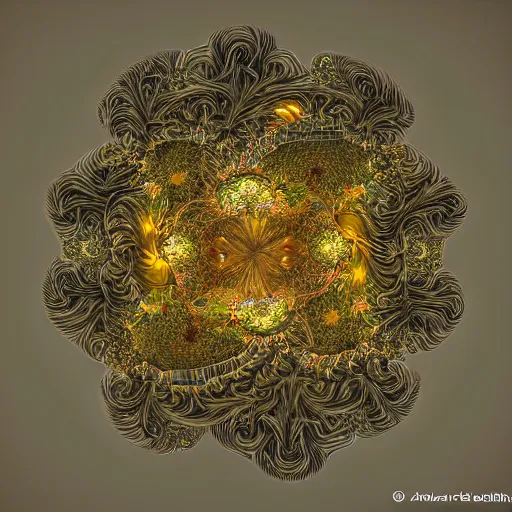 Image similar to human soul, flowers, mandelbrot fractal, veins, arteries, intricate, golden ratio, full frame, microscopic, elegant, highly detailed, ornate, ornament, sculpture, elegant , luxury, beautifully lit, ray trace, unreal, eye fish lens, 3d, PBR, in the style of alex grey and Romero Ressendi