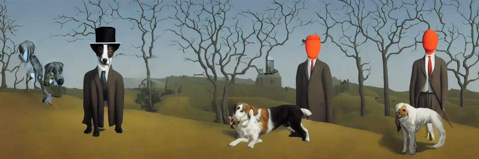 Image similar to dog painting magritte