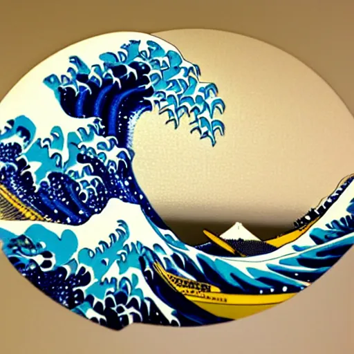 Prompt: the great wave off kanagawa as a lego set, soft lighting