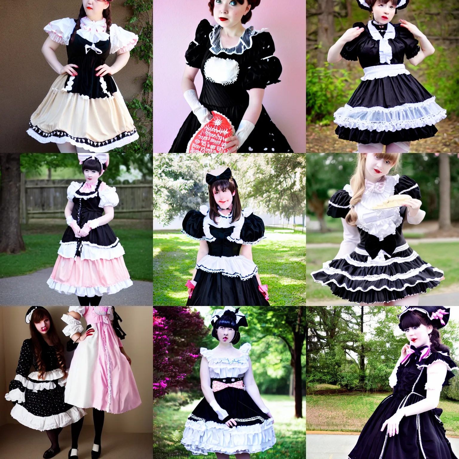 Prompt: a black lolita dress coord, inspired by milk and cookies, photo