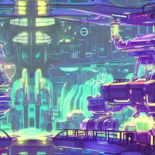 Image similar to an underwater city made of light matter built standing in the hands of a giant defunct robot mech and trying to save the planet one plant at a time, set in the distant future, plants, light prisms, rainbow diffraction, steampunk, cyberpunk, robots, warm lights, anime, vhs distortion, art style mimics starlight brigade by game grumps