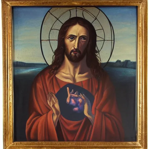 Image similar to Jesus Christ's wound infected with reality television, oil painting, masters, MET collection