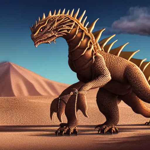 Image similar to a large desert dragon, hd photorealistic image