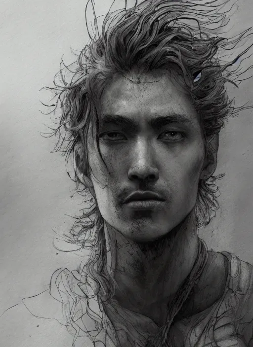 Prompt: portrait, A Grey Poet in a world of color, watercolor, dramatic lighting, cinematic, establishing shot, extremely high detail, foto realistic, cinematic lighting, pen and ink, intricate line drawings, by Yoshitaka Amano, Ruan Jia, Kentaro Miura, Artgerm, post processed, concept art, artstation, matte painting, style by eddie mendoza, raphael lacoste, alex ross