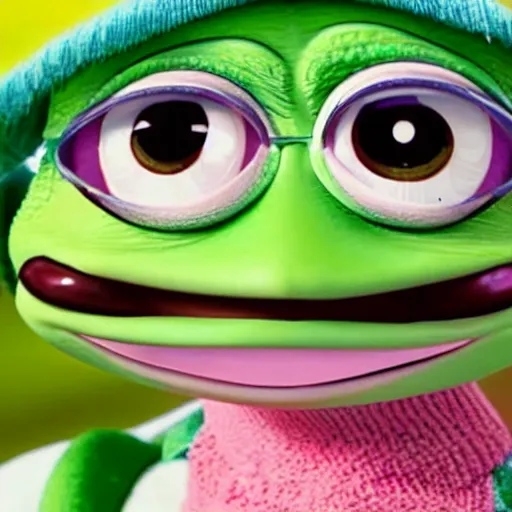 Prompt: pepe the frog as ken in the new barbie movie 2 0 2 2, still shot from the movie