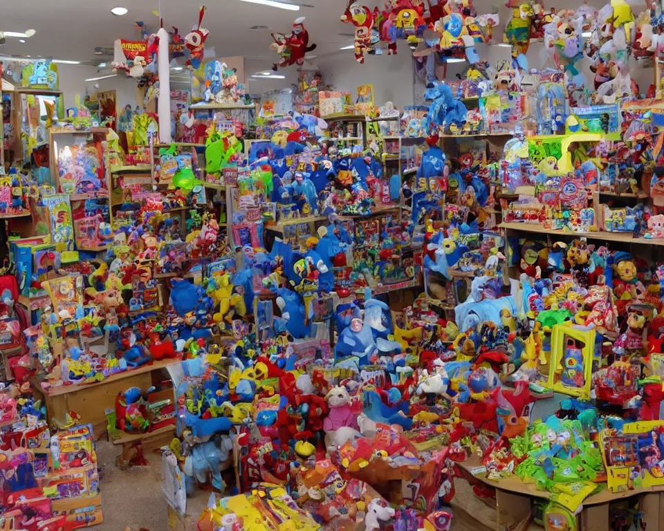 Prompt: footage of a toy shop explosion