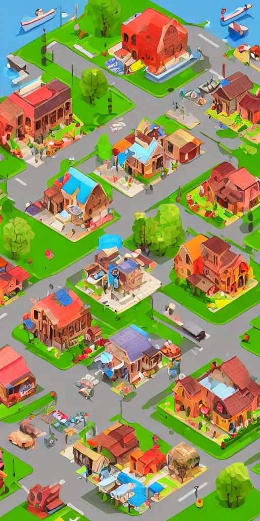 Image similar to cute isometric village