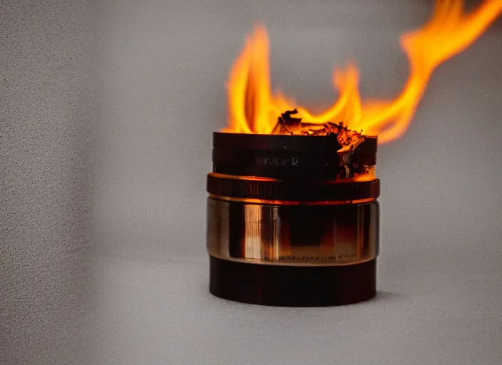 Image similar to dslr photograph of a jar filled with fire, 8 5 mm f 1. 8