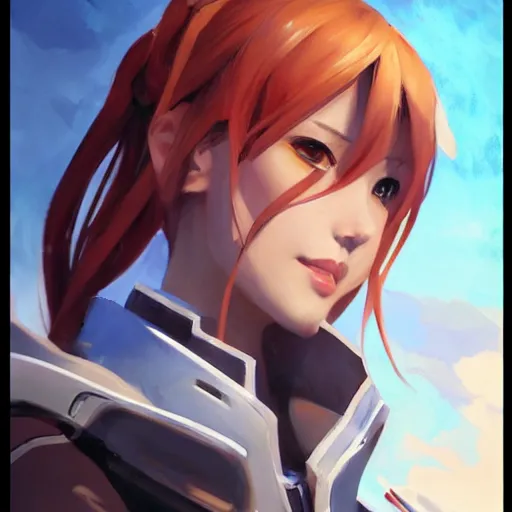 Prompt: greg manchess portrait painting of asuna yuuki as overwatch character, medium shot, asymmetrical, profile picture, organic painting, sunny day, matte painting, bold shapes, hard edges, street art, trending on artstation, by huang guangjian and gil elvgren and sachin teng