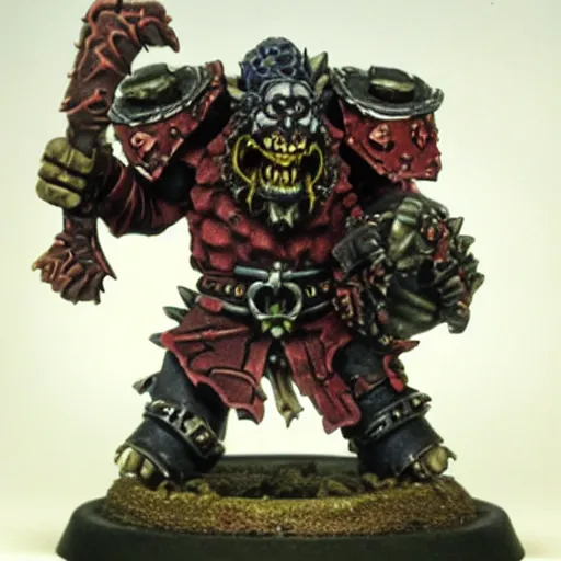 Image similar to chaos dwarf daemon smith from warhammer fantasy : : head and torso portrait