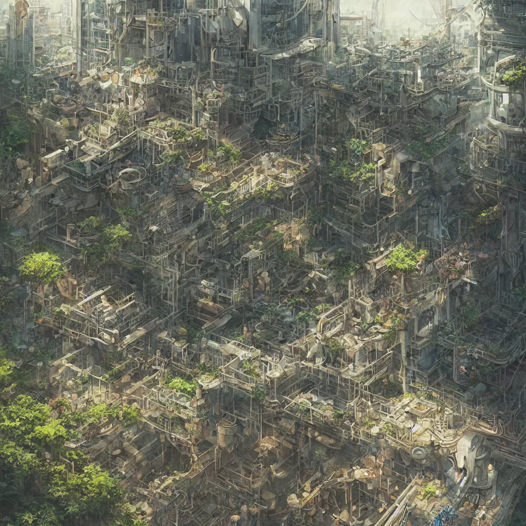 Image similar to cartoon manga anime render of a strikingly architecture, an intricate bioremediation plant, rossdraws, artgerm, norman rockwell, emiliano ponzi, epic composition, hd, octane, unreal engine, volumetric lighting, light rays, masterpiece, award - winning